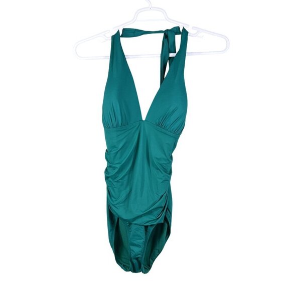 Lauren Ralph Lauren NWT Womens 16 Teal One Piece Halter Swimsuit Slimming Fit - Picture 9 of 14